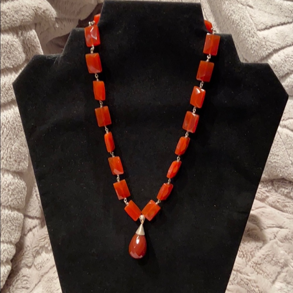 Faceted Cognac-colored Bead Necklace